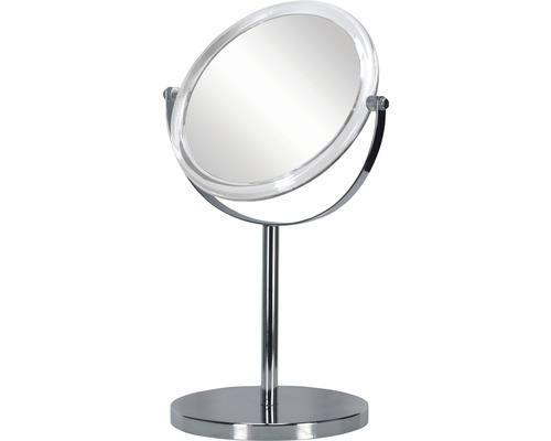 Miroir de courtoisie avec socle rond et cadre transparent