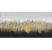 Peinture avec motif abstrait en or, gris et noir