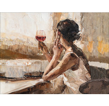 Leinwandbild Girl with wine glas 84x116 cm-thumb-0