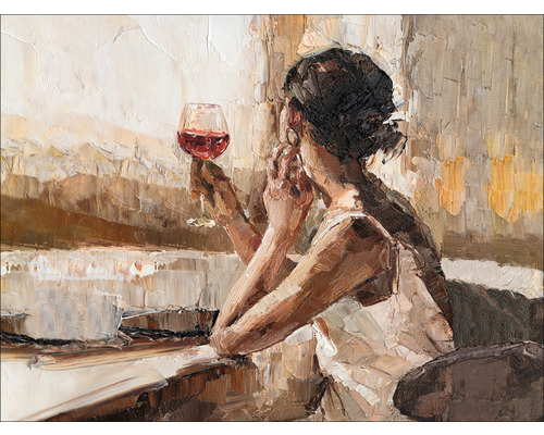Leinwandbild Girl with wine glas 84x116 cm-0