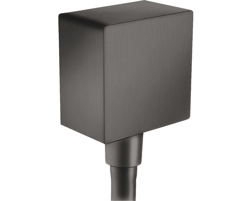 Coude de raccordement mural hansgrohe FixFit Square brushed black chrome 7205931 Raccord mural coudé carré pour systèmes de douche