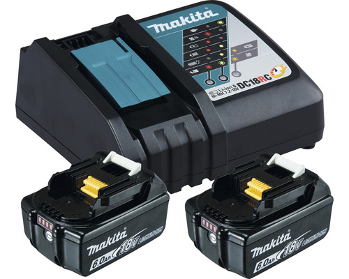 Kit de démarrage Makita Power Source Kit 199480-6 Li 18V, 2x 6,0 Ah batteries + chargeur