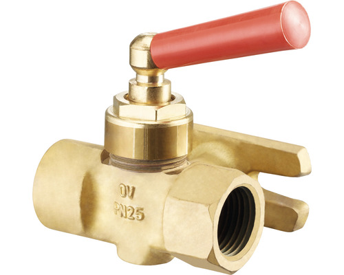 Robinet de manomètre Oventrop FI 1/2" PN25 presse-étoupe bride de contrôle 1110204 Robinet d''arrêt en laiton avec poignée rouge