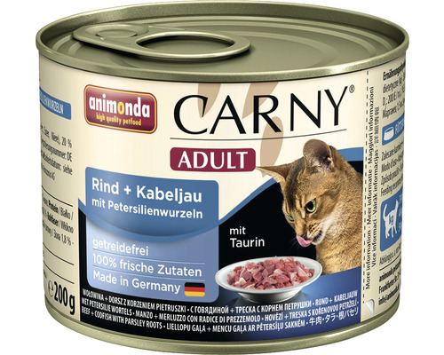 Pâtée pour chat animonda Carny Adult bœuf & cabillaud + racines de persil 200 g