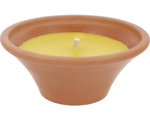 Bougie parfumée citronnelle pot en argile Terra jaune durée de combustion env. 16 h