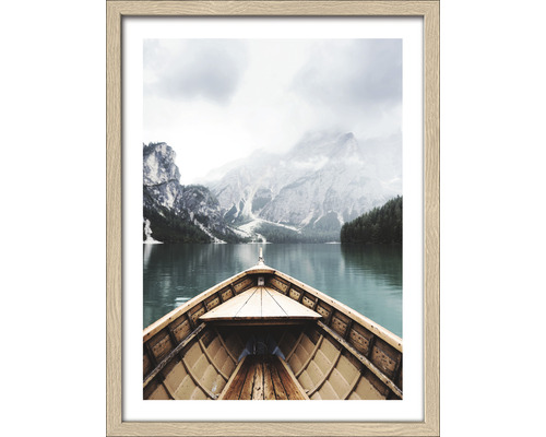 Image encadrée promenade en bateau lac de montagne 33x43 cm