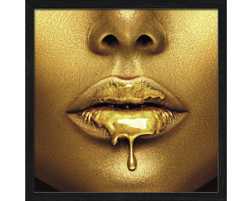 Gerahmtes Bild Golden lips I 33x33 cm