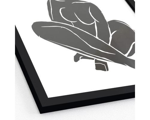 Gerahmtes Poster mit abstrakter Darstellung einer hockenden Person