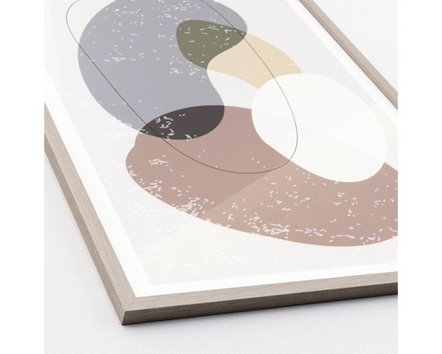 Gerahmtes abstraktes Wandbild mit geometrischen Formen