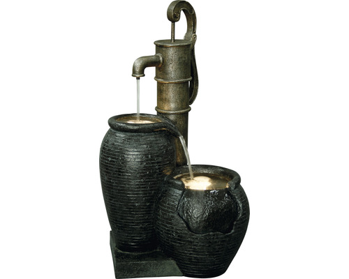 Gartenbrunnen mit Pumpe 47,5 x 38,5 x 84 cm Kunststein grau