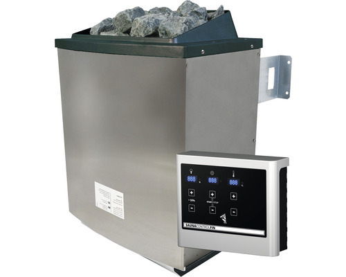 Poêle pour sauna Karibu 9 kW avec commande extérieure Easy finlandais Poêle de sauna avec pierres de sauna et unité de commande numérique