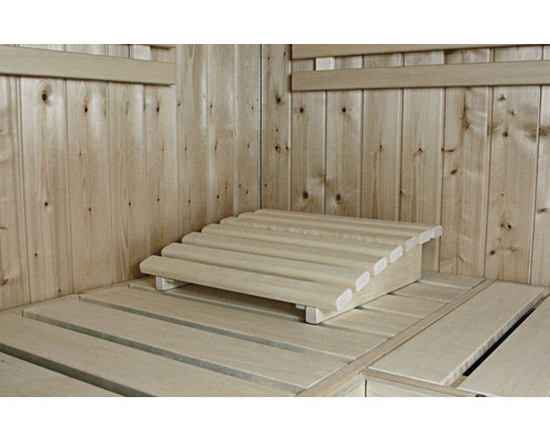 Sauna mit Fussauflage aus Holz