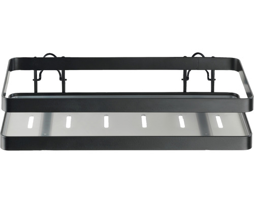 Schwarzes Duschregal mit zwei Ablageflächen zur Wandmontage