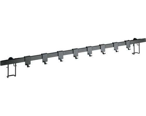 Barre à crochets Wenko Turbo-Loc Gala noir 60 cm avec adaptateur et 8 crochets