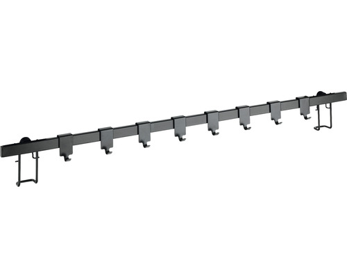 Barre à crochets Wenko Turbo-Loc Gala noir 60 cm avec adaptateur et 8 crochets Porte-manteau mural avec crochets et barre pour montage mural