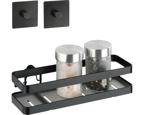 Badezimmerregal mit zwei Gläsern und zwei Klebehaken