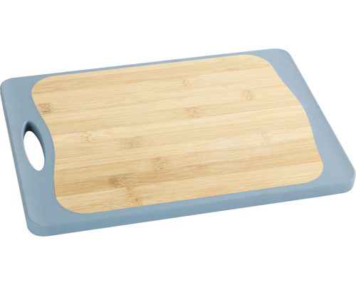 Planche à découper Wenko Kombi L 39,5 x 28 cm blanc/bleu/bambou Planche à découper en bambou avec poignée