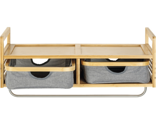 Badregal aus Bambus mit zwei Stoffkörben