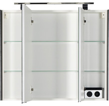 LED Spiegelschrank Marlin 82 cm breit mit 3 Türen anthrazit