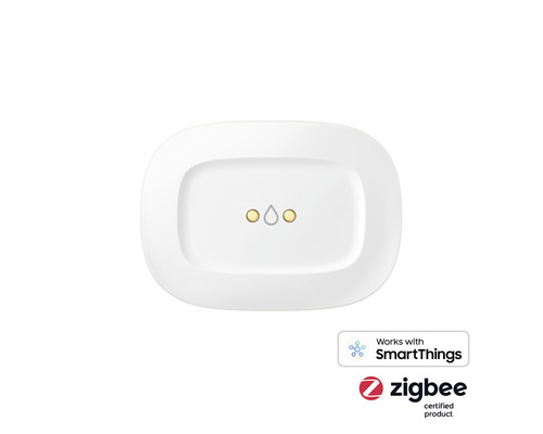 Détecteur d''eau avec les logos SmartThings et Zigbee