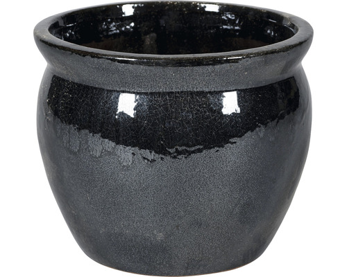 Pot de fleurs rond Passion for Pottery Shanghai matériau composite Ø 30 cm H 25 cm noir