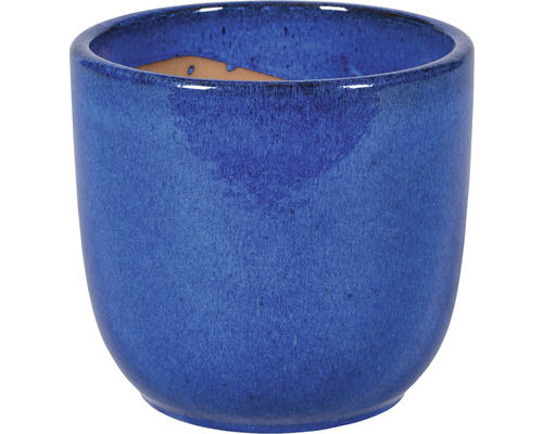 Pot de fleurs rond Passion for Pottery Shanghai matériau composite Ø 37,5 cm H 34 cm bleu