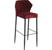 Tabouret de bar rembourré avec surpiqûres et cadre en métal noir