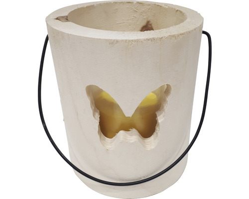 Lanterne en bois papillon Ø 15 cm H 18 cm Citronella jaune durée de combustion 50 heures