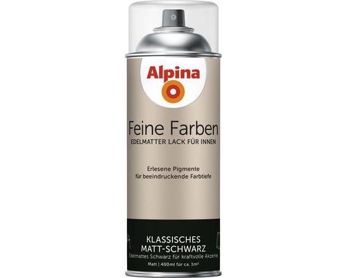 Peinture aérosol Alpina Feine Farben classique noir noble mat 400 ml
