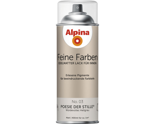 Peinture aérosol Alpina Feine Farben Poésie du silence gris clair sobre 400 ml