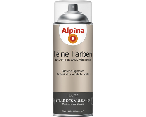 Peinture aérosol Alpina Feine Farben Silence du volcan anthracite mystique 400 ml