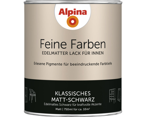Alpina Feine Farben Lack Klassisch edelmattes schwarz 750 ml
