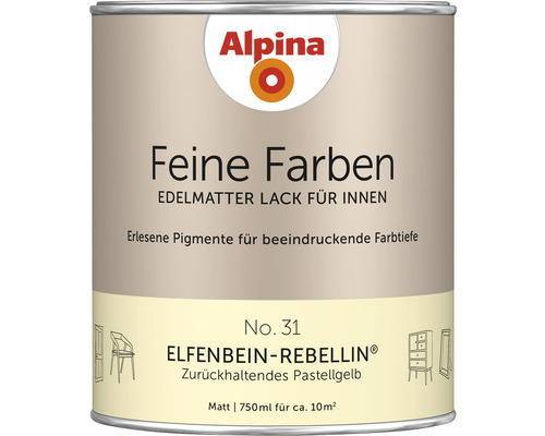 Laque Alpina Feine Farben Rebelle d'ivoire jaune pastel discret 750 ml