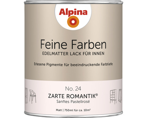 Laque Alpina Feine Farben Romantisme délicat rosé pastel doux 750 ml