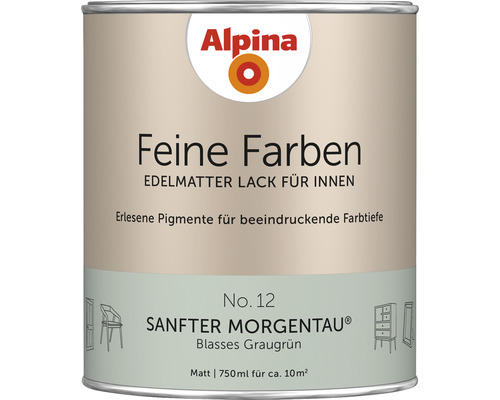 Laque Alpina Feine Farben Douce rosée matinale gris verdâtre pâle 750 ml