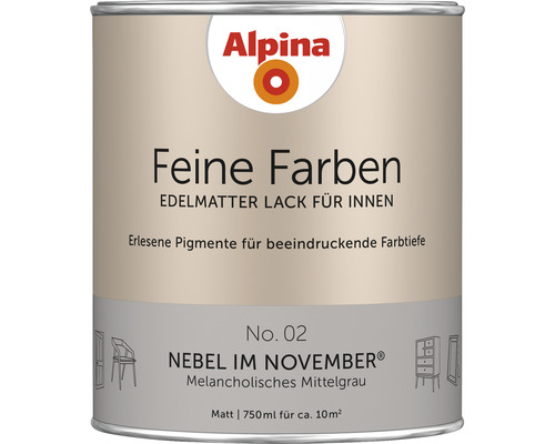 Alpina Feine Farben Lack Nebel im November melancholisches mittelgrau 750 ml