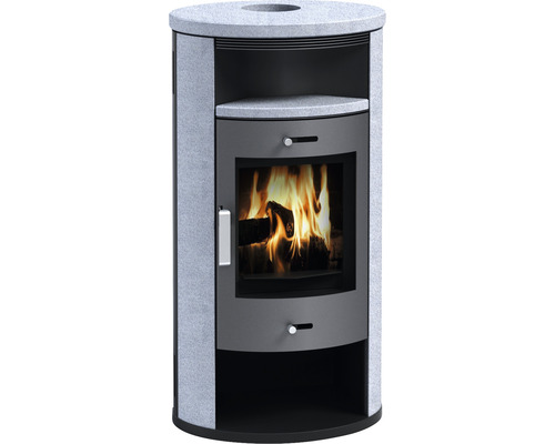 Poêle Accente Verona II pierre naturelle 7,5 kW avec compartiment à bois et compartiment chauffé