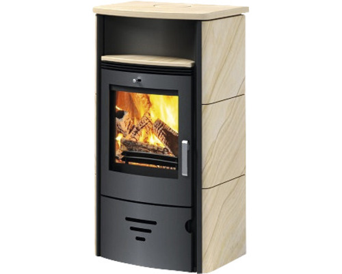 Poêle Accente Turin 2.0 grès 6 kW avec compartiment chauffé