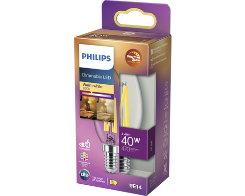 Philips LED-Lampe, dimmbar, warmweiss, E14 Sockel, 40 Watt Nennleistung