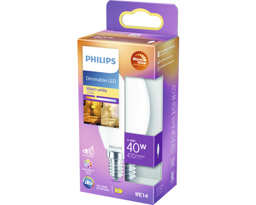 Philips LED Lampe, dimmbar, warmweiß, 2700 Kelvin, E14