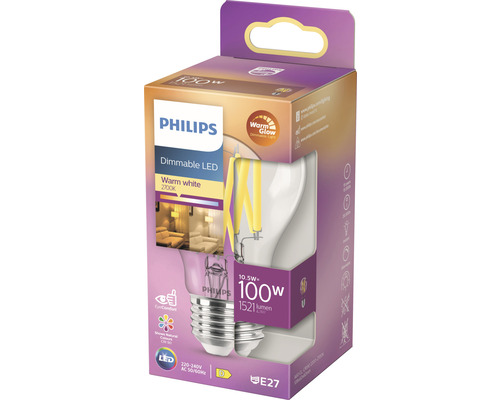 Lampe LED Philips à intensité variable, blanc chaud, 100 watts dans son emballage