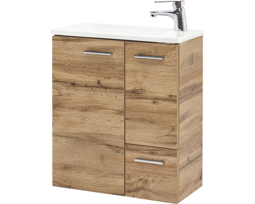 Meuble sous-lavabo avec deux portes, tiroir et vasque à poser