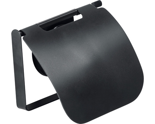 Dérouleur papier toilette avec couvercle Wenko Static-Loc Plus Pavia noir 24900100 Distributeur de papier toilette en métal avec couvercle