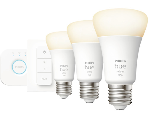 Philips Hue White 1100 Lampe, Dimmschalter und Bridge