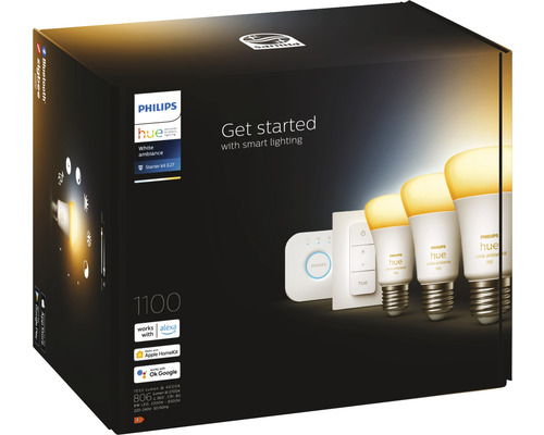 Philips Hue White Ambiance E27 2er-Pack + Smart Button – Einfaches Dimmbares Smart Light Per Bluetooth Steuern
