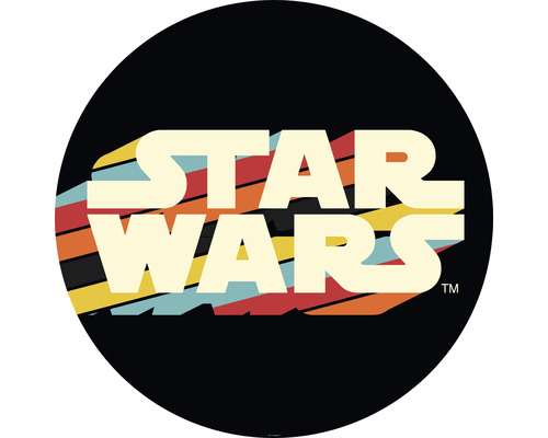 Papier peint panoramique autocollant DD1-030 Dot Star Wars Typeface Ø 125 cm Logo Star Wars sur fond noir