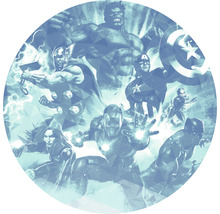 Illustration der Marvel Avengers mit Hulk, Thor, Captain America, Iron Man, Black Widow und Black Panther
