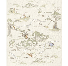 Illustration einer Karte des Hundert-Morgen-Waldes mit Winnie Puuh und seinen Freunden