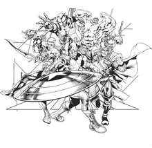 Fototapete Vlies IADX6-066 Into Adventure Avengers Black and White 6-tlg. 300 x 280 cm