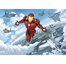 Bande dessinée Iron Man avec Iron Man et plusieurs jets devant des nuages